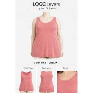 LOGO Layers by Lori Goldstein Pink‎ Slim Knit Tank Top 3X Scoop Neck Tunic